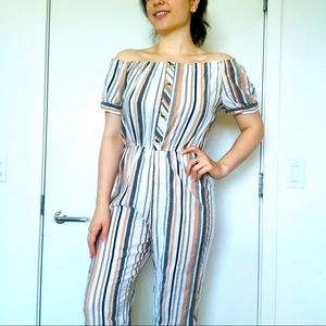 💛 Hint of Blush Jumpsuit Striped Cotton